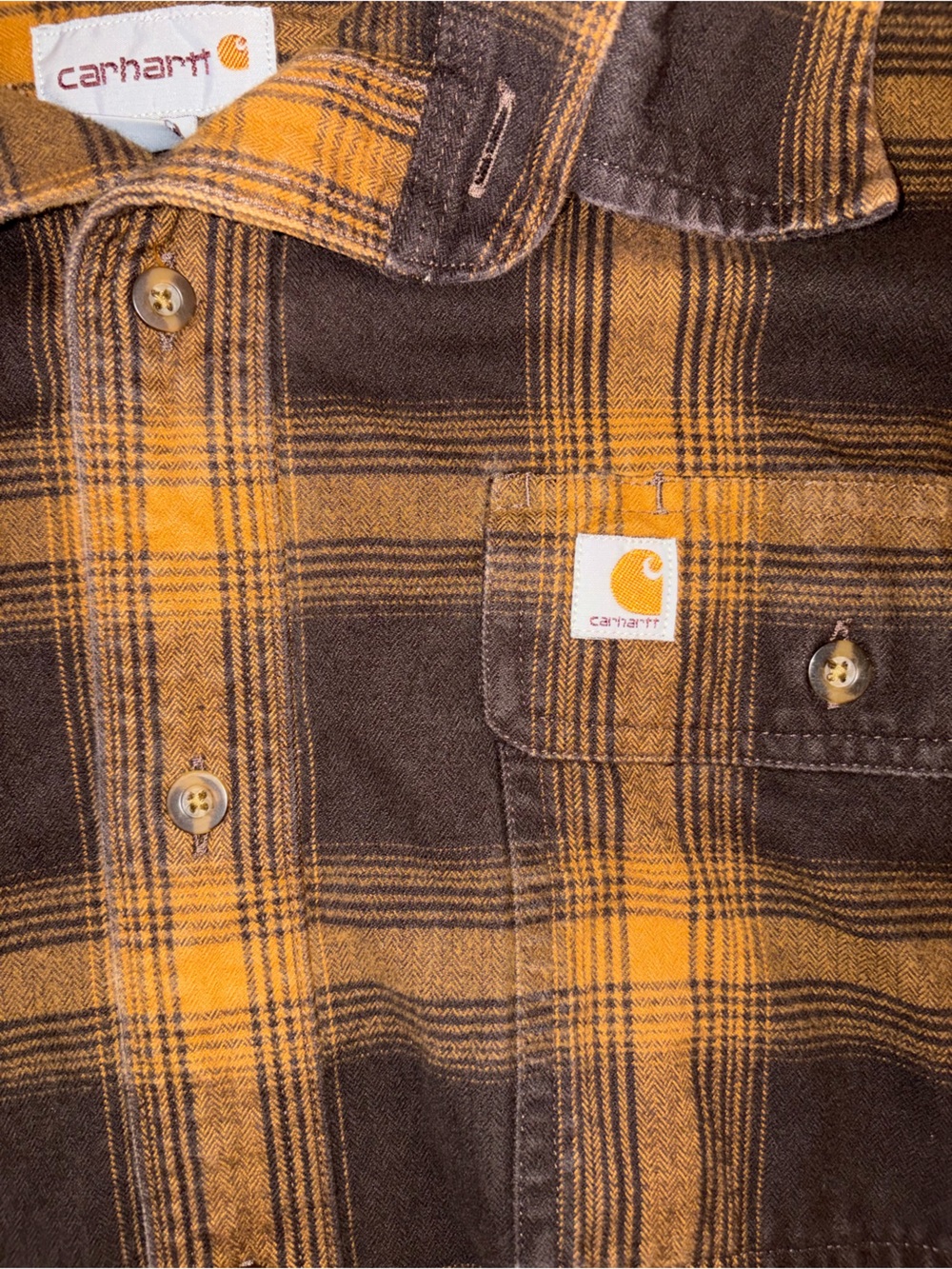 Carhartt Orange and Brown Plaid Flannel Shirt - Picture 2 of 3